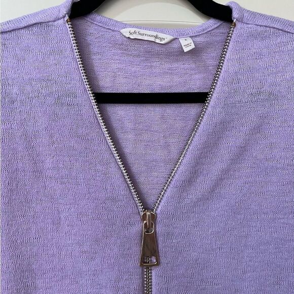 SOFT SURROUNDINGS Valentina Zip Sweater Lavender Women’s Size Small - Picture 3 of 5